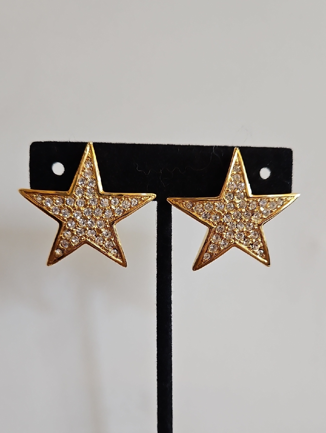 Joan Rivers Gold And Clear Rhinestone Star Clip-On Earrings Gold Tone